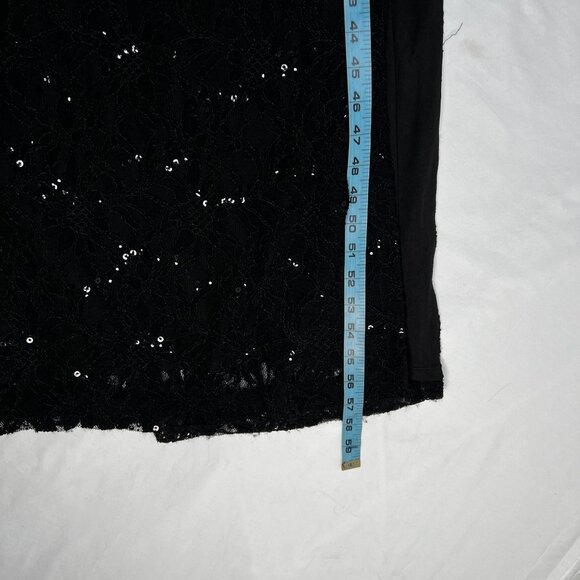 Lauren Ralph Lauren Black Lace Evening Gown Sequin Detail Formal Dress Size 2 - Picture 9 of 11
